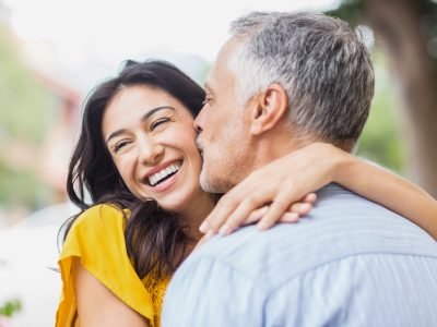 smiling couple.